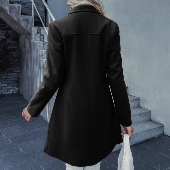 Classic button double breast trench pea coat Jacket - Picture 7 of 10